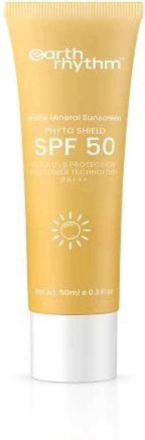 Earth Rhythm SPF 50 for All Type Skin, Matte Sunscreen with 9% Zinc Oxide, PA+++ - 50ml - SPF SPF 50 Matte PA+++ Price in India