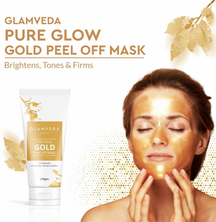 GLAMVEDA Pure Glow Gold Peel Off Mask Enriched With Orange Peel ,Turmeric & Saffron Price in India