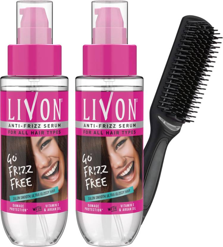 LIVON Hair Serum for Women & Men, All Hair Types for Frizz free hair with Hair Brush Price in India