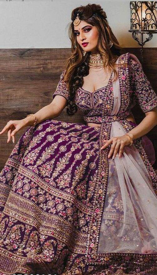 Buy Maroon & Golden Myntra Lehenga & Dupatta From Ethnic Plus