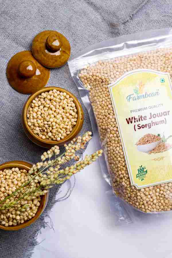 Farmbean whole white jowar or Grain Pearl Millet (Pack of 1Kg