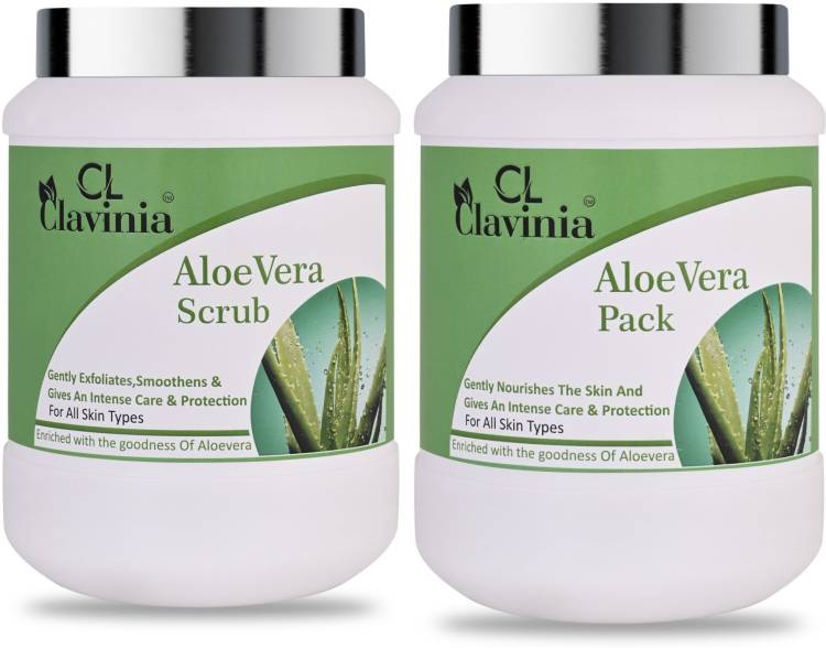 CLAVINIA Aloevera Scrub 1000 ml + Aloevera Face Pack 1000 ml ( Pack Of 2 ) Price in India