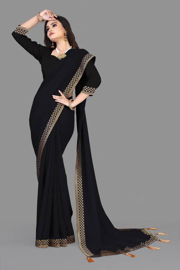 Solid/Plain Daily Wear Georgette Saree Price in India