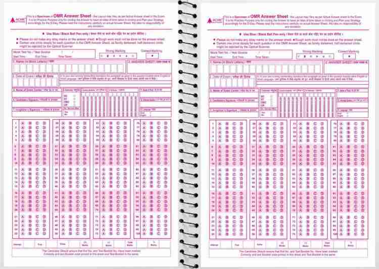 Vision IAS Test Series OMR Sheets UPSC Prelim 100 OMR Sheet Of 100 MCQ ...