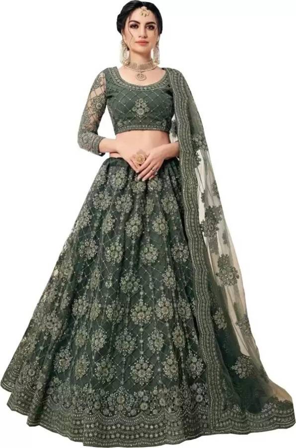 Embroidered Semi Stitched Lehenga Choli Price in India