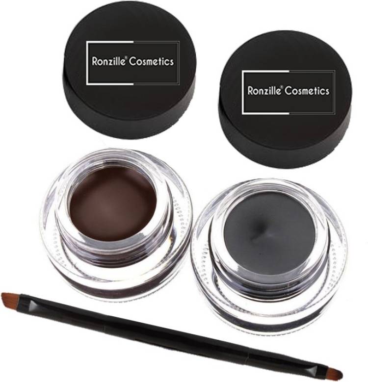 RONZILLE Gel Kajal & Cake Liner smudge proof and waterproof Black and Brown 6 g Price in India