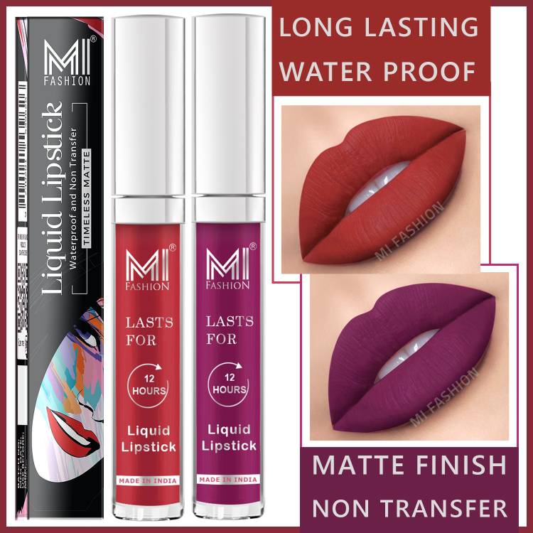 MI FASHION 3.5ml each Waterproof Smudge Proof Skin Friendly Matte Liquid Lipstick Long Price in India