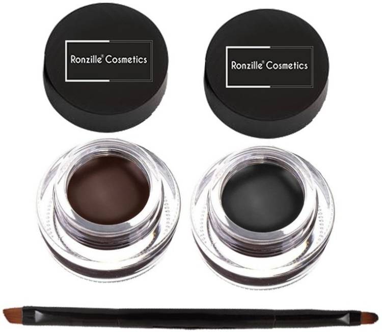 RONZILLE Black & Brown 2 in 1 WaterProof & Smudge Proof 24hrs Gel Eyeliner /Gel Kajal 6 g Price in India