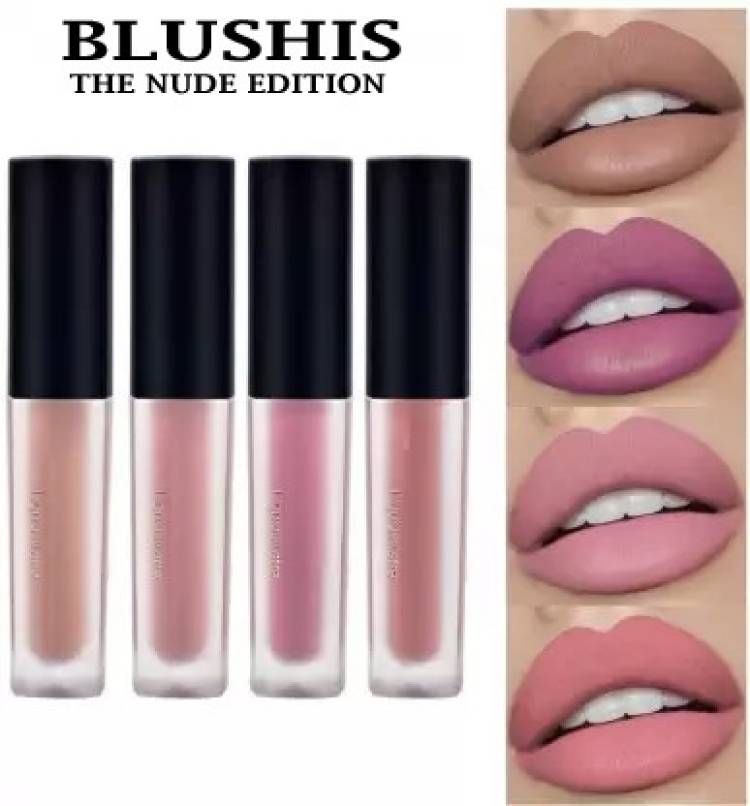 BLUSHIS Insta Beauty Super Stay Water Proof Sensational Liquid Lipsticks Combo Set 4 pc Price in India