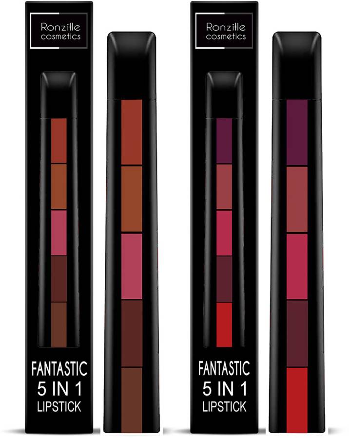 RONZILLE Fantastic 5 Step Lipstick 5 in 1 Lipstick Pack of 2 Price in India