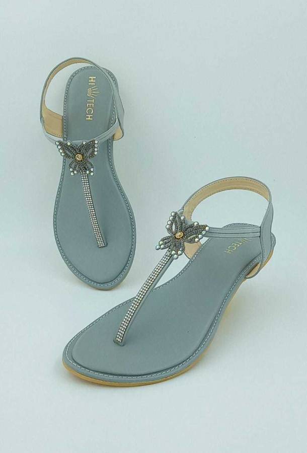 Grey flat discount sandals for wedding