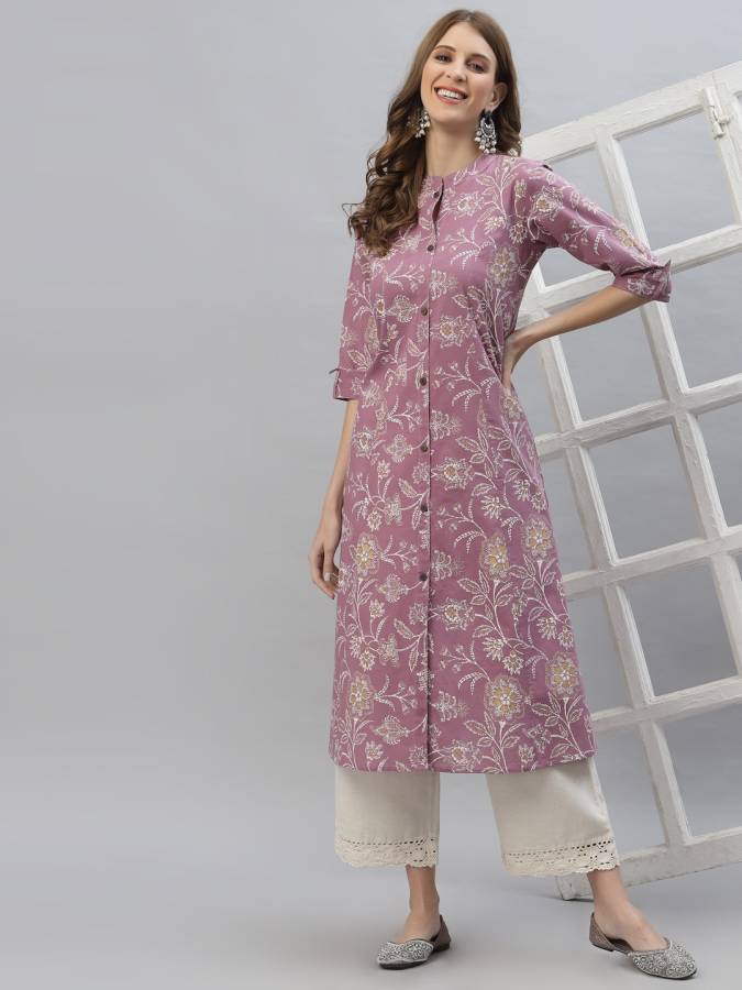 Women Floral Print Viscose Rayon A-line Kurta Price in India