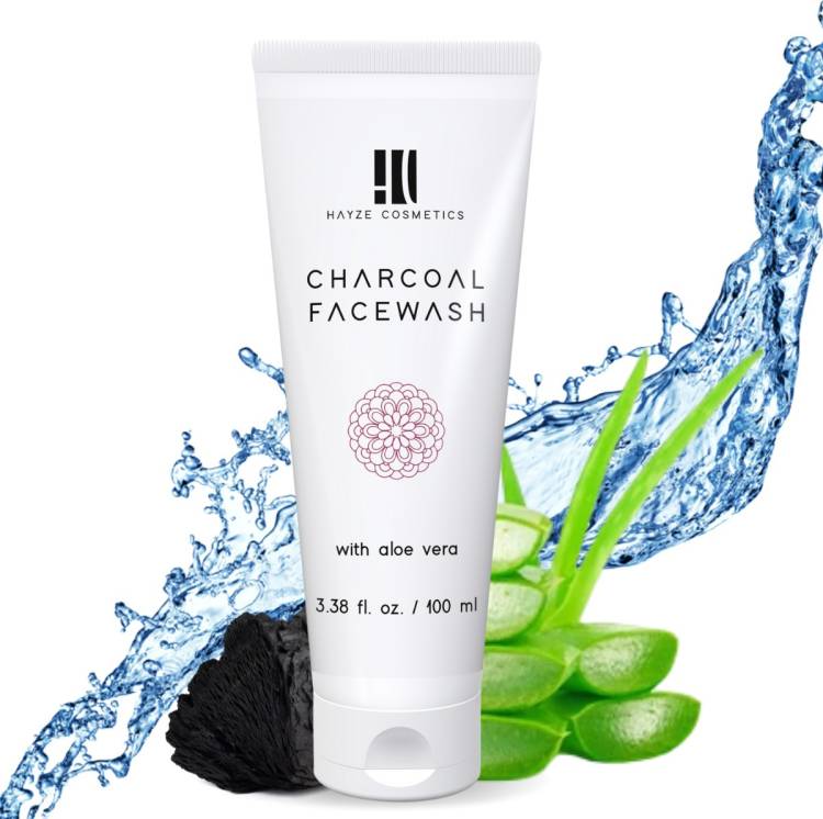 HAYZE Charcoal Facewash with Activated Charcoal and Aloe Vera Deep Pore Cleaning Acne Face Wash Price in India