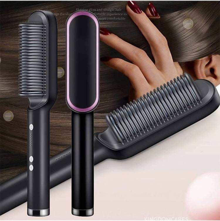 TECHMAZE Professional Hair Brush Curling Anti-perm Straight Styler Frizz-Free Silky Professional Hair Straightener Comb Ceramic Hair Curler HQT 909B 5 Heat Settings Hair Straightener Brush Price in India