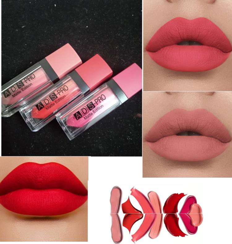ads Pro Matte Me Lipgloss 3ml (young Pink, Skin Kiss, Fuchsia Pink) Price in India
