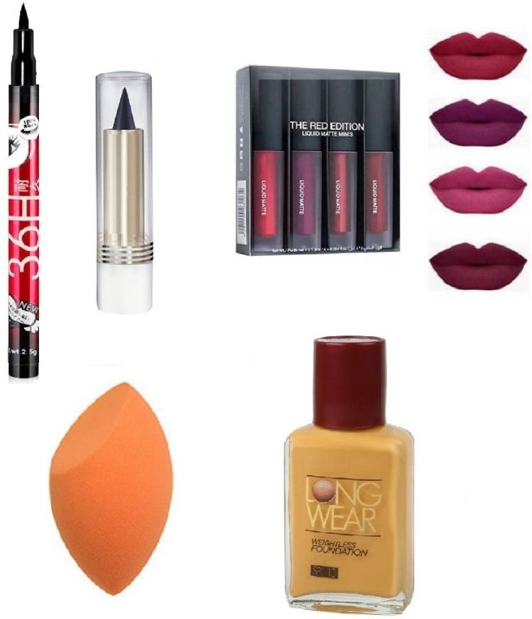 teayason Fashion Beauty Travel Makeup Kit for College Girls Women , Liquid Matte Red Price in India