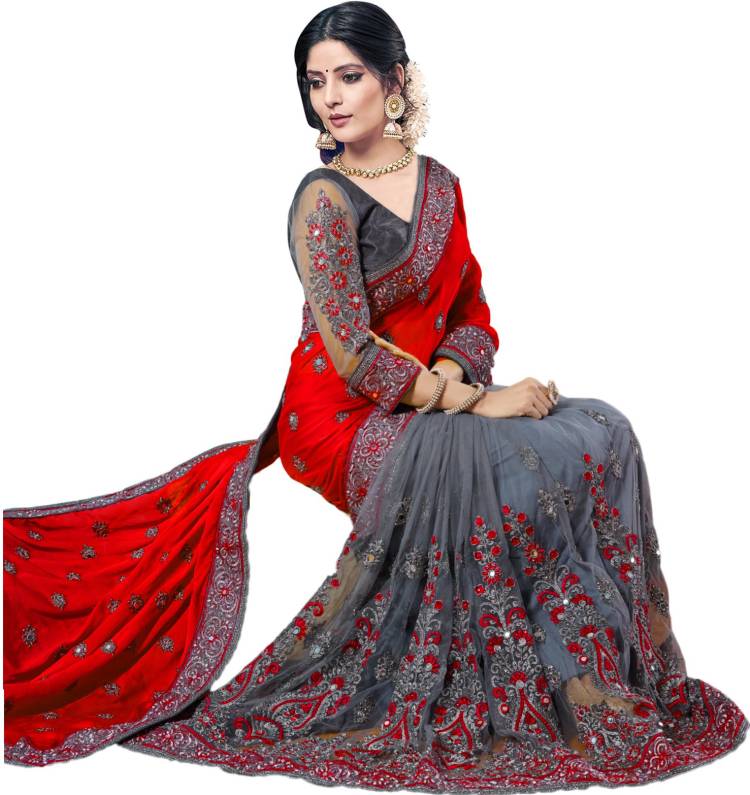 Embellished Bollywood Silk Blend, Net Saree Price in India