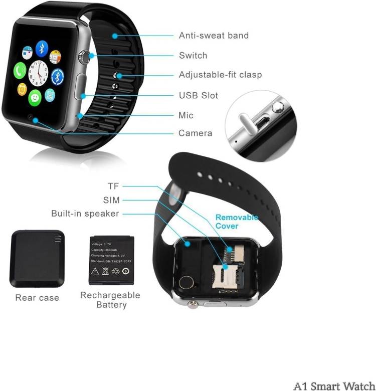 Longan A1 Smart Watch - Mini Phone - Support Sim/Memory Card/Camera/Voice Calling Smartwatch Price in India
