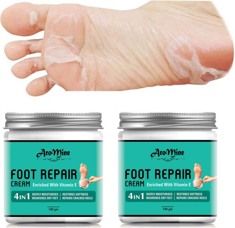 AroMine Foot Repair Cream For Cracked Heels & Feet Whitening, Cleansing-100GM-2-Jar Price in India