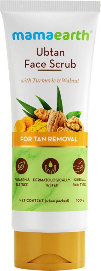 MamaEarth Ubtan Scrub For Face with Turmeric & Walnut for Tan Removal - 100g Scrub Price in India