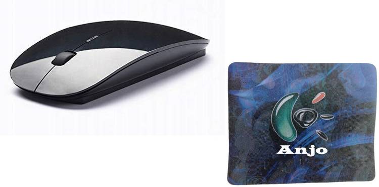 ANJO Combo Ultra Slim with 4 Buttons, 3 DPI Modes & Mouse Pad 9x7.5 Wireless Optical  Gaming Mouse