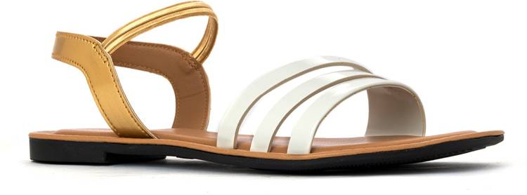 Women White Flats Sandal Price in India