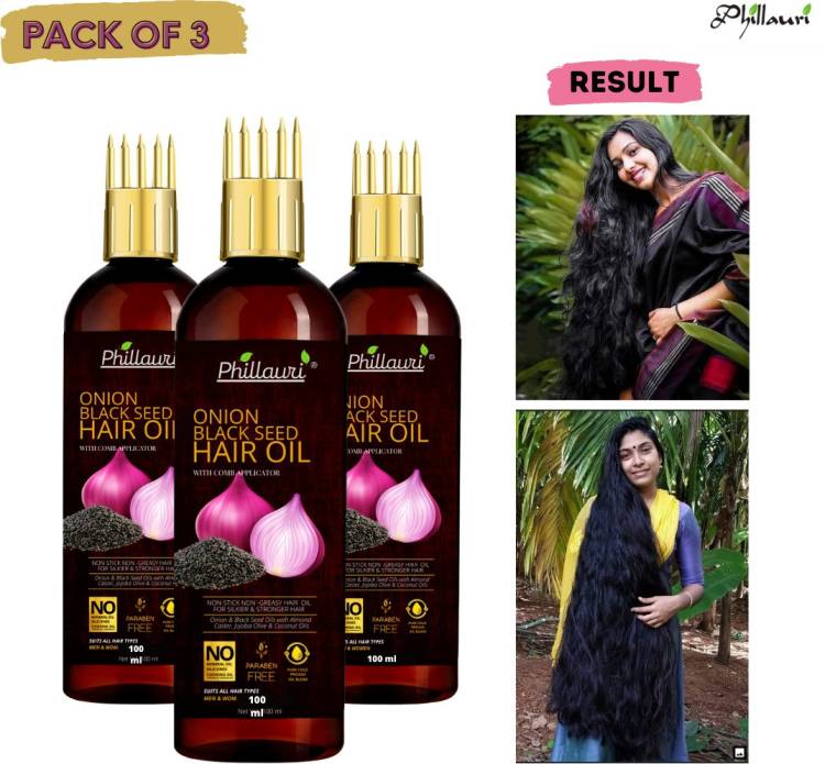 Phillauri Onion Oil for Hair Regrowth Aryuvedic Hair Oil 100ml (Pack of 3) Hair Oil Price in India