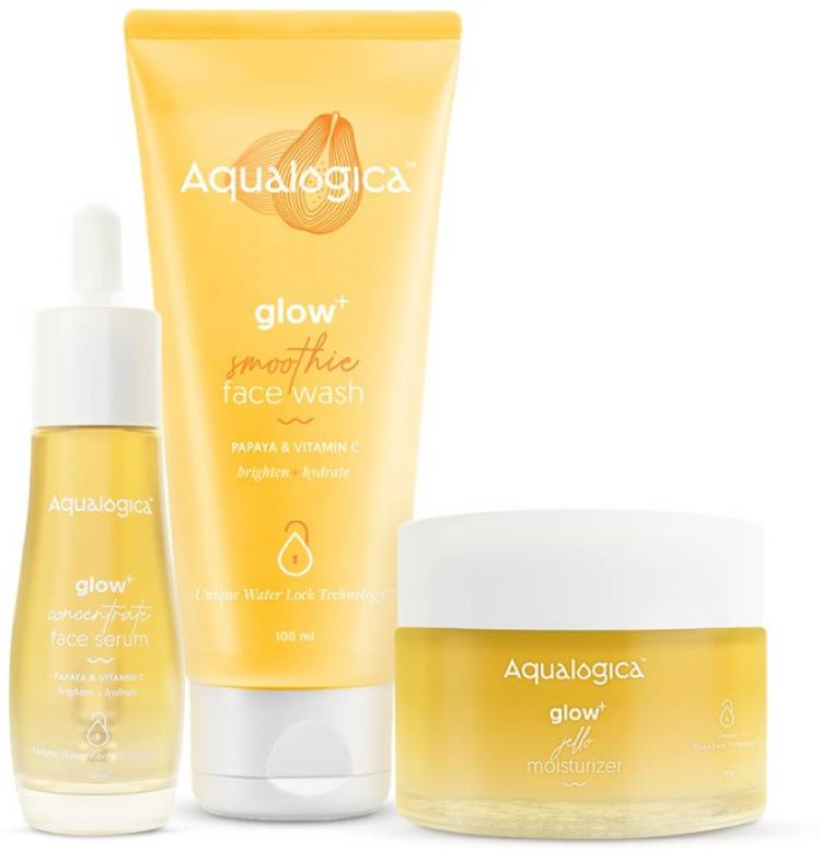 Aqualogica Glow+ All In One Essentials Kit Face Wash 100g, Face Serum 3Oml and Gel Moisturizer 50g Price in India