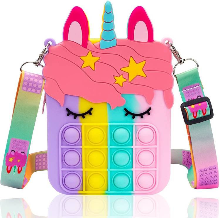 coolcold Pop It Purse ,Unicorn Crossbody Shoulder Bags Bubble Fidget Cute Pouch For Girls