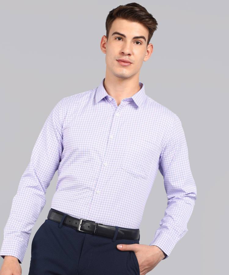 Men Regular Fit Checkered Spread Collar Formal Shirt Price in India