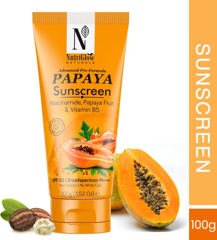NutriGlow NATURAL'S Advanced Pro Formula Papaya Sunscreen No White Cast, All Skin Type - SPF 50 PA+++ Price in India
