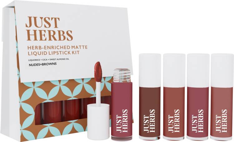 Just Herbs Enriched Liquid Lipstick Kit Set Of 5 Nudes & Browns Price in India