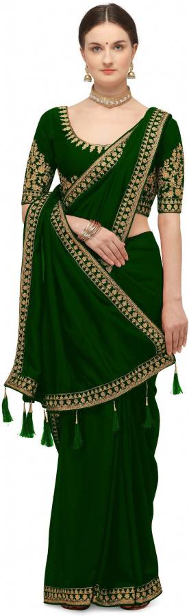 Embroidered, Floral Print Bollywood Cotton Silk Saree Price in India