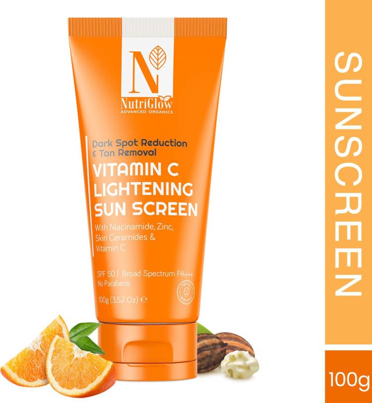 Nutriglow Advanced Organics Vitamin C Lightening Sunscreen for Sun Protection, Quick Absorb - SPF 50 PA+++ Price in India