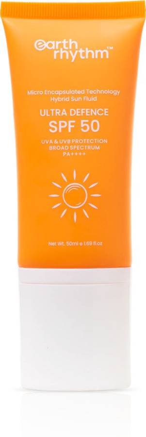 Earth Rhythm Sunscreen SPF 50 for All Type Skin, PA++++, Non Sticky, Non Greasy - 50 ml - SPF SPF 50 Tube PA++++ Price in India