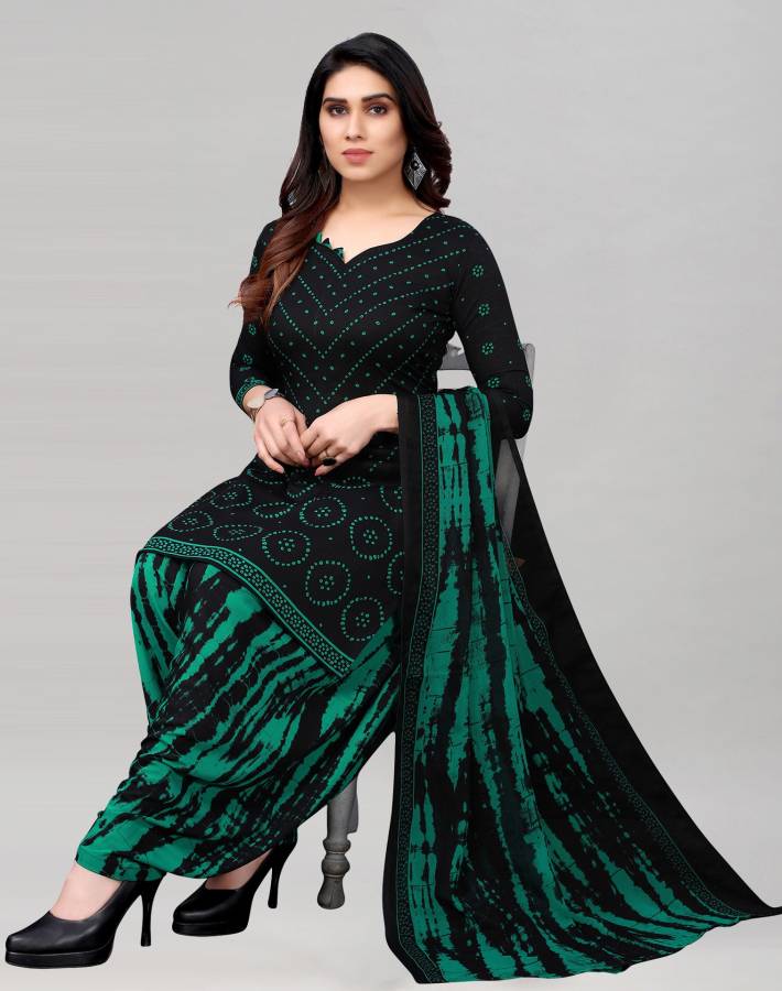 Unstitched Crepe Salwar Suit Material Floral Print, Printed, Geometric Print Price in India
