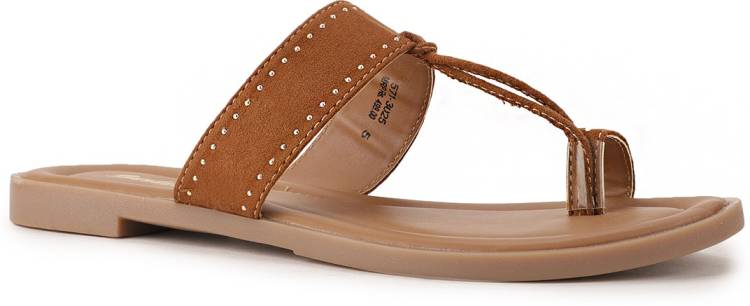 Women Tan Flats Sandal Price in India