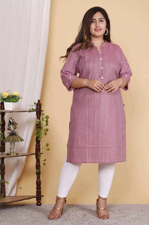 Women Self Design Khadi Cotton Straight Kurta Price in India