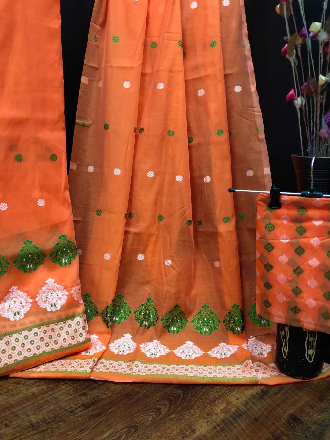 Self Design Mekhela Chador Cotton Blend Saree Price in India