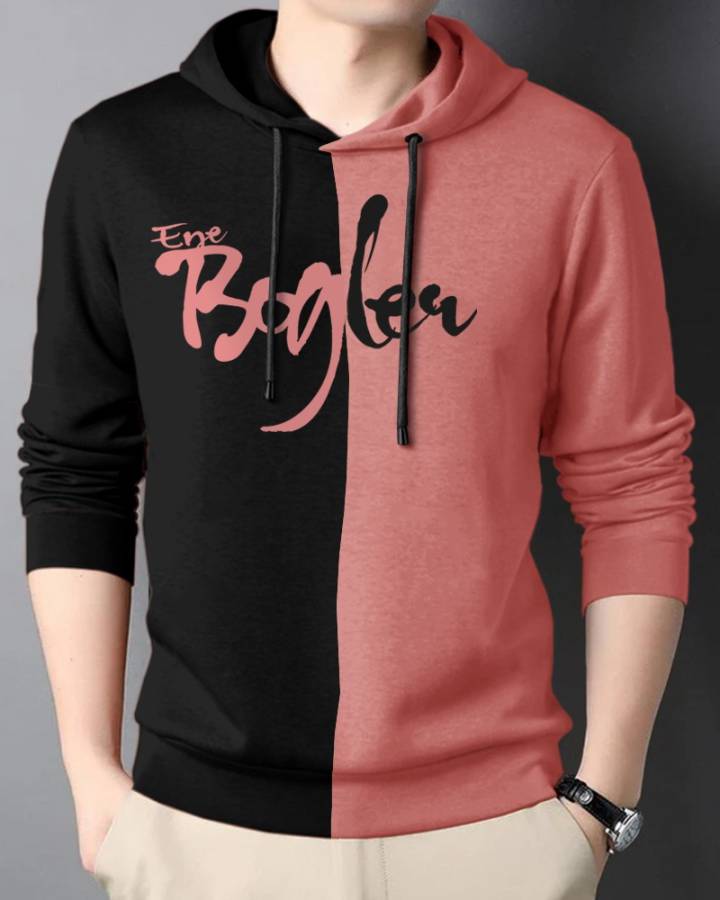 Color Block Men Hooded Neck Pink T-Shirt Price in India
