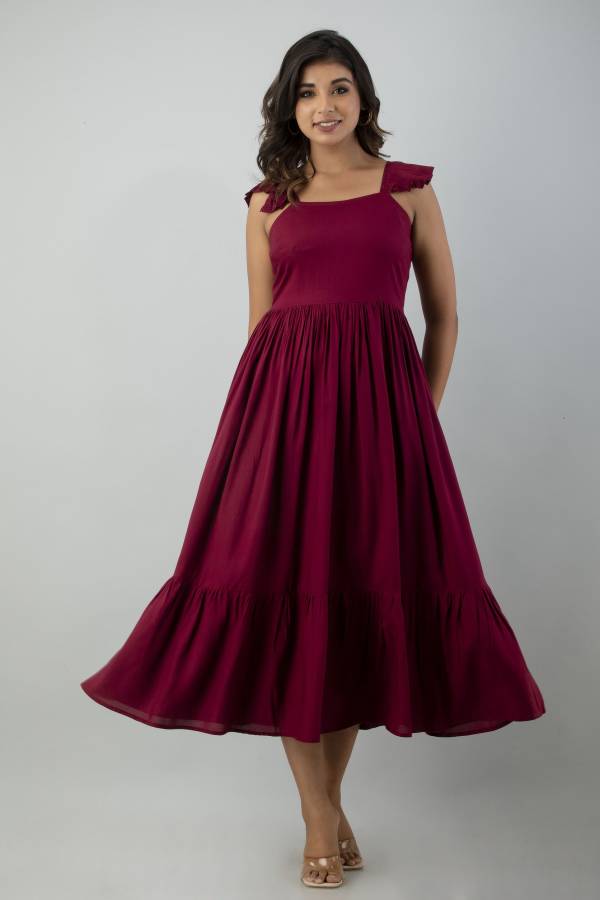 Women A-line Maroon Dress Price in India