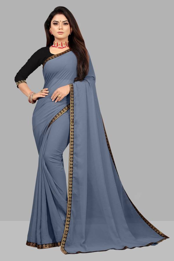 Woven, Solid/Plain Daily Wear Georgette, Art Silk Saree Price in India