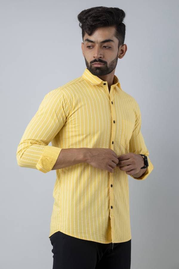 Men Regular Fit Striped Spread Collar Casual Shirt Price in India