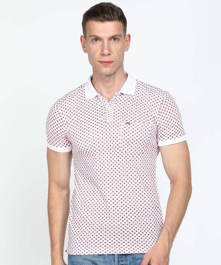 Printed Men Polo Neck Beige T-Shirt Price in India