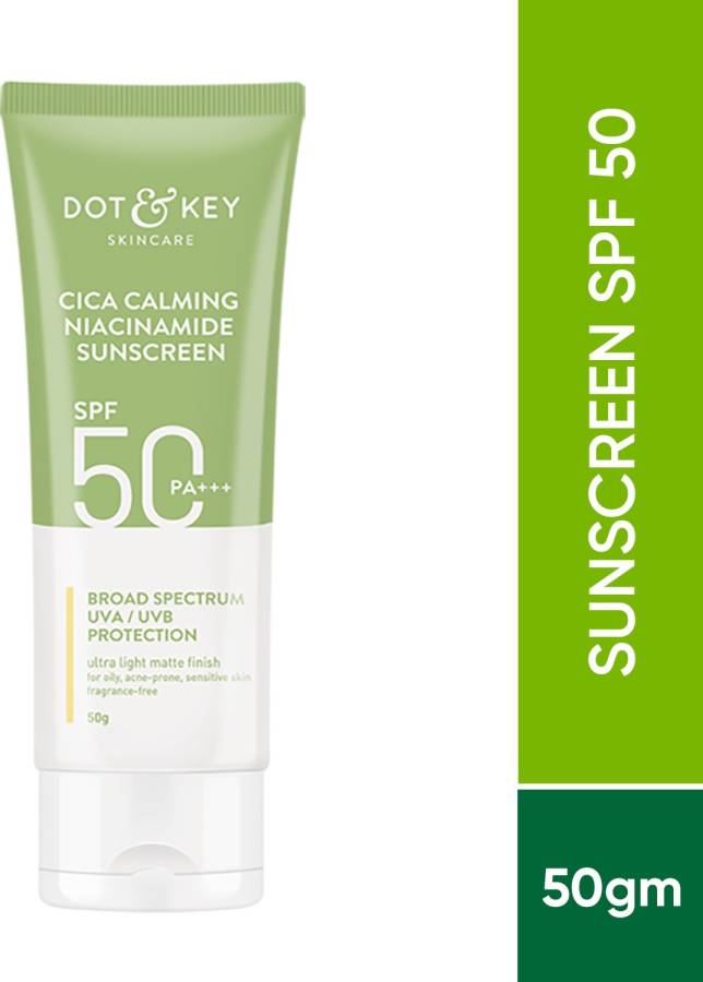 Dot & Key CICA Niacinamide Face Sunscreen SPF 50PA+++,UV Protection For Oily&Dry Skin,50gm - SPF 50 PA+++ Price in India