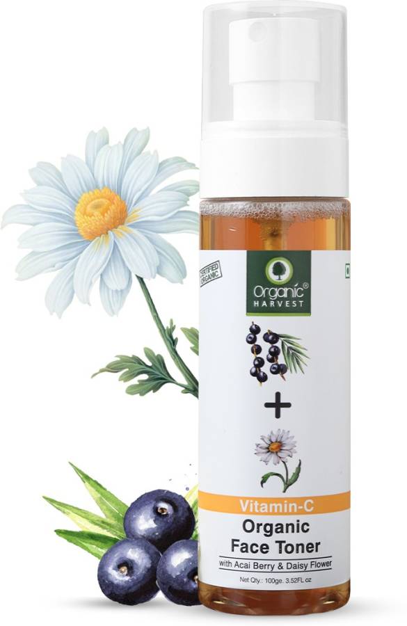 Organic Harvest Skin Illuminate Vitamin C Face Toner for Tightening, Whitening, Brightening & Blemish Free Skin, Infused With Acai Berry and Daisy Flower, 100% Organic, Paraben & Sulphate Free Men & Women Price in India