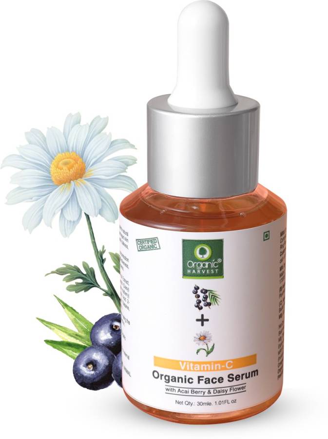 Organic Harvest Skin Illuminate Vitamin C Face Serum for Radiant & Glowing Skin, Infused with Acai Berry & Daisy Flower, Ideal for Brightening & Whitening, 100% Organic, Paraben & Sulphate Free Price in India