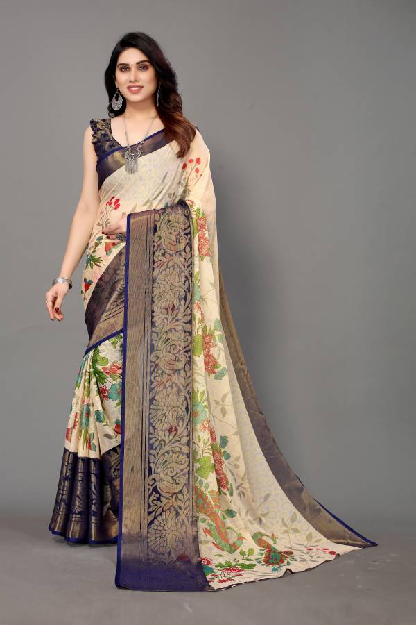 Self Design, Floral Print Bollywood Chiffon, Brasso Saree Price in India