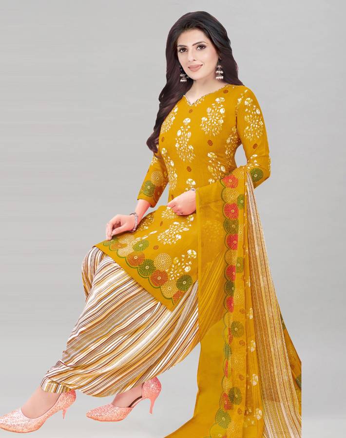 Unstitched Crepe Salwar Suit Material Floral Print, Geometric Print, Printed Price in India