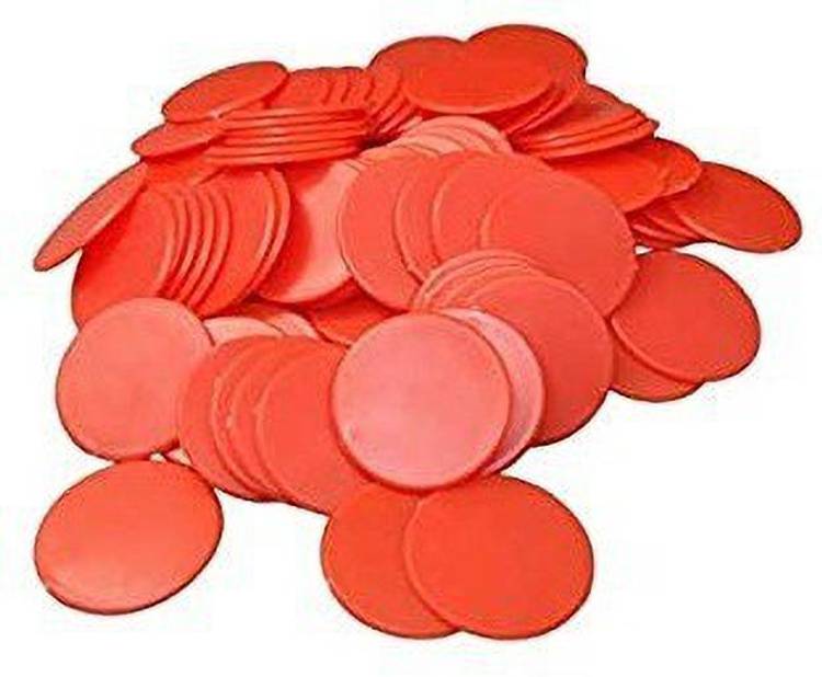 MOREL RED PLASTIC ROUND PLAIN TOKEN COIN CHIPS FOR BOARD GAMES, DOCTOR TOKEN CRAFT ETC